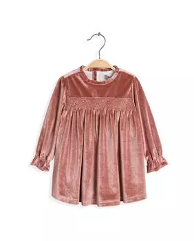 Розовое бархатное платье для девочки Dadati, розовый