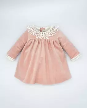 Розовое бархатное платье для девочки Fina Ejerique, розовый