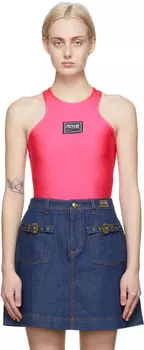 Розовое боди с логотипом Versace Jeans Couture