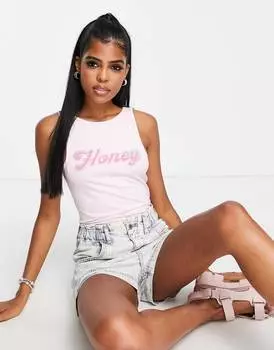 Розовое боди с медовым принтом и исправлением ASOS DESIGN