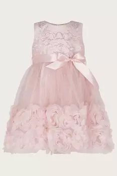 Розовое детское платье Odette 3D с цветочным мотивом Monsoon, розовый