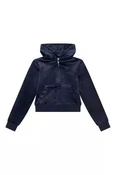 Розовое девичье велюровое худи на молнии Juicy Couture, синий