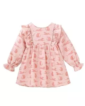 Розовое хлопковое платье для девочки с леопардовым принтом Dadati, розовый