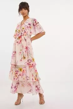 Розовое каскадное платье подружки невесты с принтом Joanna Hope , розовый