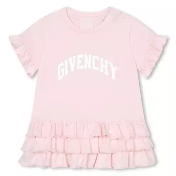 Розовое короткое платье с логотипом и рюшами Givenchy, розовый