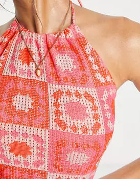 Розовое летнее платье с бретельками и бретельками Damson Madder Bessie Wave