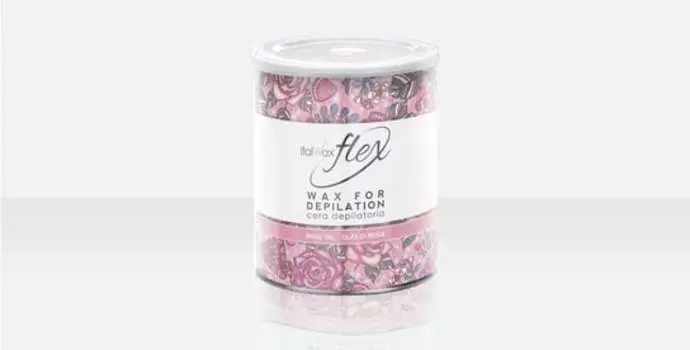 Розовое масло), высокопластичный ароматический воск с диоксидом титана в банке 800мл для депиляции больших участков волос. ItalWax Flex Rose Oil (