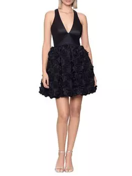 Розовое мини-платье А-силуэта Betsy & Adam, черный