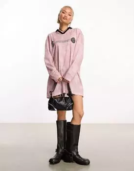 Розовое мини-платье с футбольной футболкой и принтом тай-дай COLLUSION