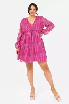Розовое мини-платье с объемными рукавами и завязкой по бокам Lovedrobe, розовый