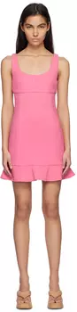 Розовое мини-платье с оборками по краю MSGM