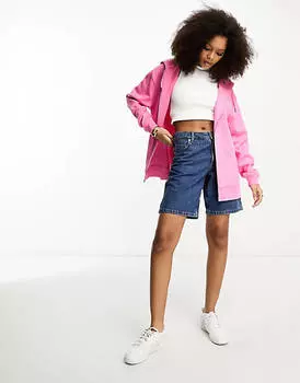 Розовое объемное худи на молнии ASOS DESIGN