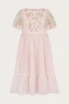 Розовое платье Avalyn с расклешенными рукавами Monsoon, розовый