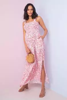 Розовое платье для беременных макси с цветочным мотивом Seraphine, розовый