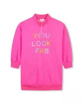 Розовое платье для девочки с длинными рукавами Billieblush