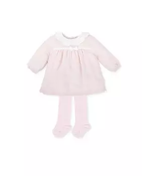 Розовое платье для девочки с колготками Tutto Piccolo, розовый
