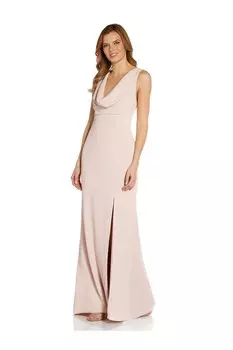 Розовое платье из крепа с драпированным вырезом Adrianna Papell, розовый