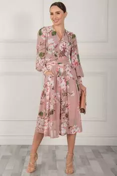 Розовое платье Jasmine с сеткой и длинными рукавами Jolie Moi, розовый