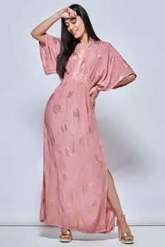 Розовое платье макси Holiday с рукавами-кимоно и принтом Jolie Moi, розовый