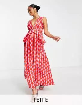 Розовое платье макси с заниженной талией Topshop Petite