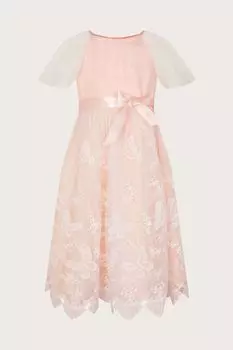 Розовое платье May с кружевной отделкой и узором бабочки Monsoon, розовый