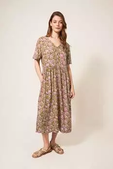 Розовое платье миди elisa ecovero White Stuff, розовый