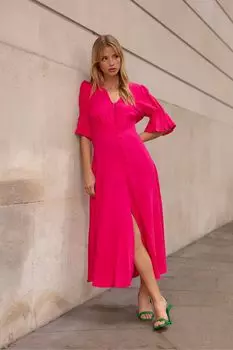 Розовое платье миди Ro&Zo, розовый