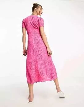 Розовое платье миди с точечным принтом Whistles Heidi