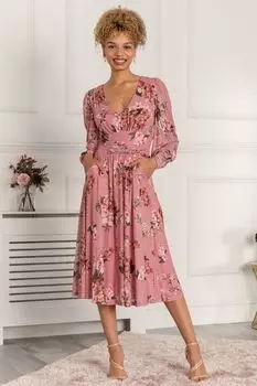 Розовое платье Phoebe с длинными рукавами и сеткой Jolie Moi, розовый