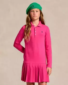 Розовое платье-поло пике для девочки Polo Ralph Lauren, розовый
