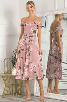 Розовое платье Rawiya с открытым вырезом и сеткой Jolie Moi, розовый