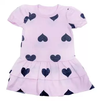 Розовое платье с короткими пышными рукавами и сердечками Cozii, розовый