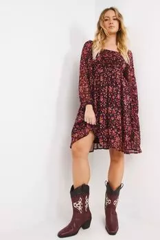 Розовое платье с плиссированной юбкой и складками спереди Simply Be, розовый