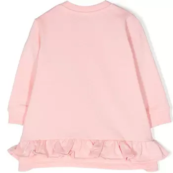 Розовое платье с принтом «Три медведя» Moschino, мультиколор