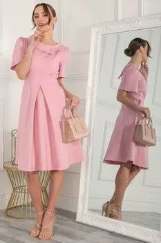 Розовое платье с воротником на пуговицах Валенсия Jolie Moi, розовый