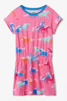 Розовое платье с заниженной линией талии и мотивом единорога Hatley, розовый