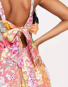 Розовое платье с завязками на спине и цветочным принтом Nobody's Child Margot