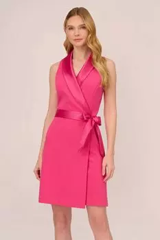 Розовое платье-смокинг из крепа Adrianna Papell, розовый