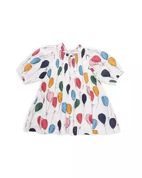 Розовое платье Stevie с пышными рукавами и принтом воздушного шара для девочек - Little Kid Pink Chicken, мультиколор