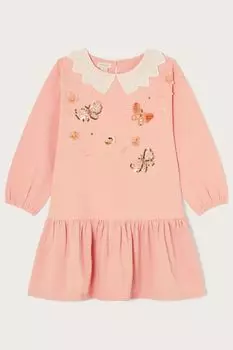 Розовое платье-толстовка с воротником с мотивом бабочки Monsoon, розовый