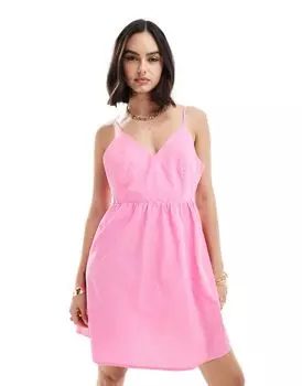 Розовое приталенное платье с бретелями на спине Vero Moda
