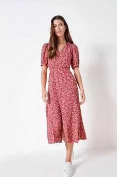 Розовое простое платье с цветочным мотивом Crew Clothing Company, розовый