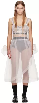 Розовое прозрачное платье-миди Maison Margiela