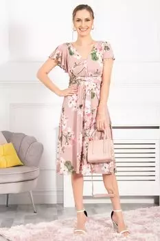 Розовое сетчатое платье миди Shirley с цветочным узором Jolie Moi, розовый