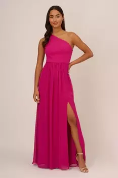 Розовое шифоновое платье на одно плечо Adrianna Papell, розовый