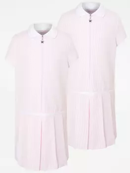 Розовое спортивное школьное платье в мелкую клетку для девочек (2 шт.) George., розовый