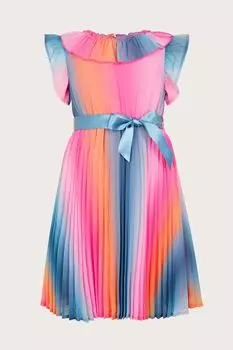 Розовое свободное платье со складками и эффектом омбре Monsoon, розовый