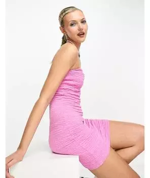 Розовое текстурированное облегающее платье мини Noisy May