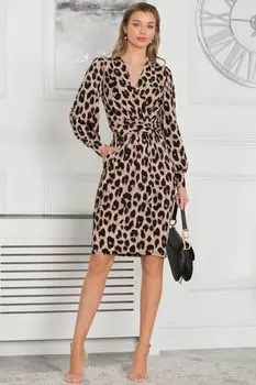 Розовое трикотажное платье Chanal прямого кроя с длинными рукавами Jolie Moi, розовый