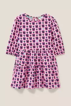 Розовое трикотажное платье с принтом в виде сердечек White Stuff, розовый